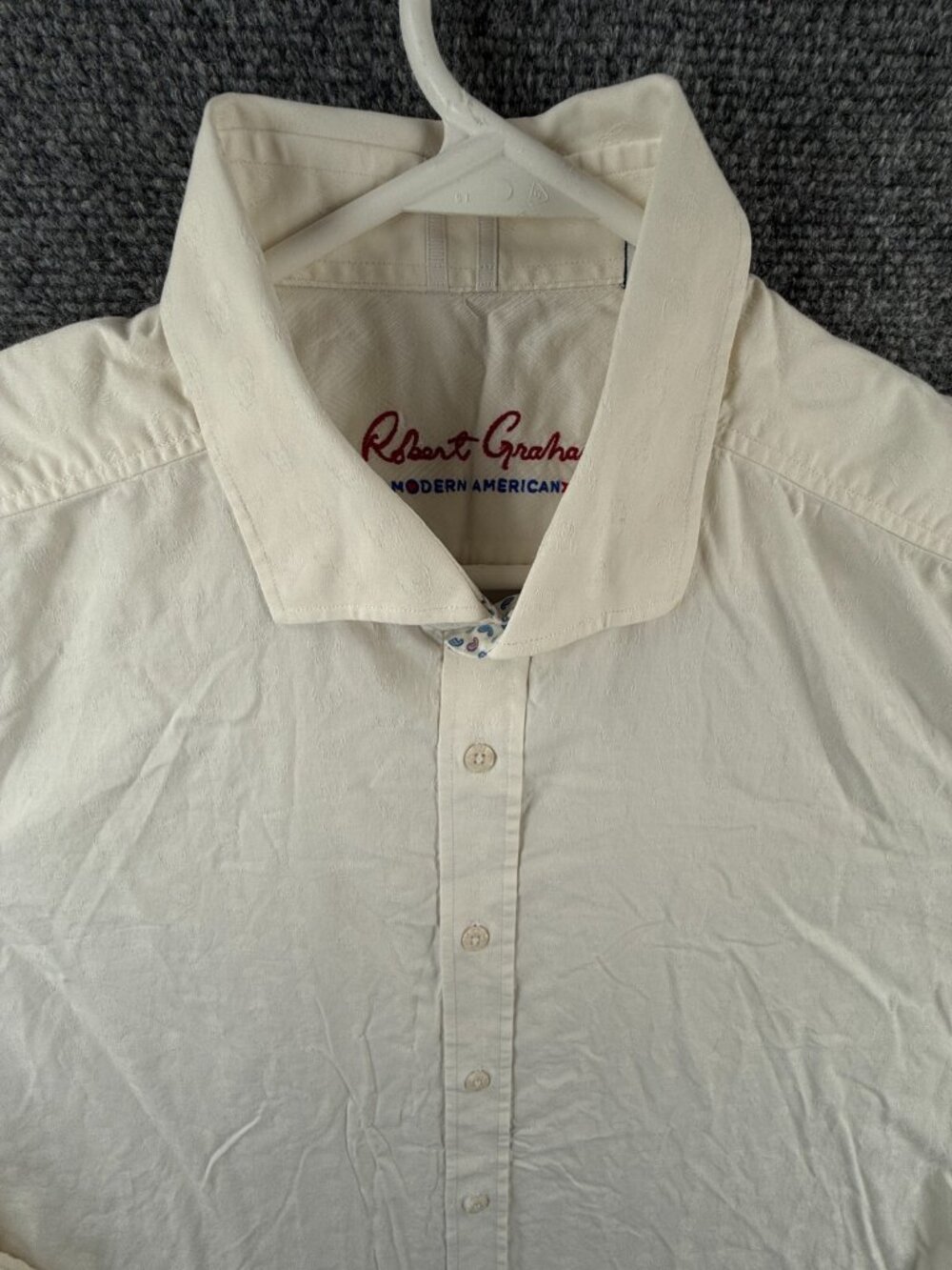 Robert Graham Button Up Shirt Designer White Long Sleeve XL Tailored Fit SKULL